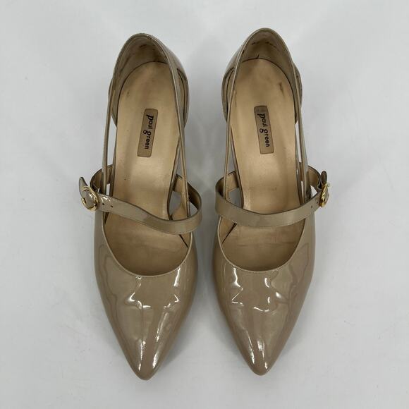 Paul Green Mara Kitten Heel Pump Women US 8 UK 5.5 Taupe Patent Leather MaryJane - Picture 3 of 15